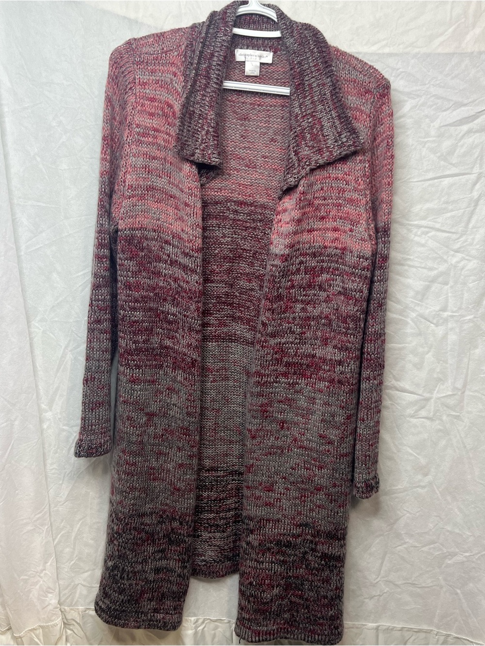 Christopher & Banks Colorblock Knit Cardigan Sweater, Open Front, L
